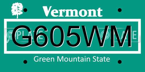 G605WM Vermont License Plate