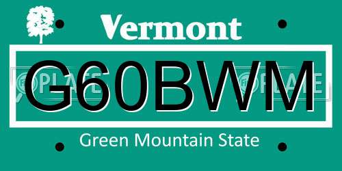 G60BWM Vermont License Plate