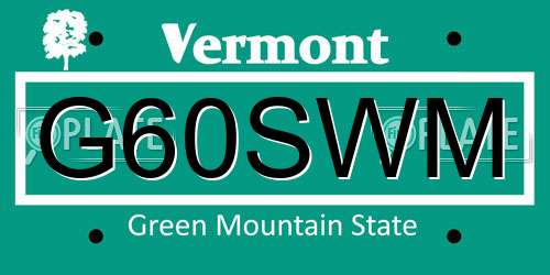G60SWM Vermont License Plate