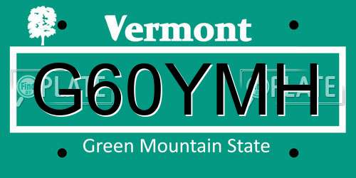 G60YMH Vermont License Plate