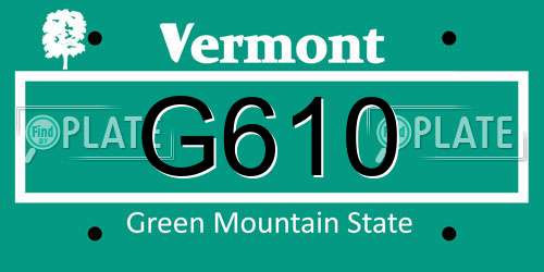 G610 Vermont License Plate