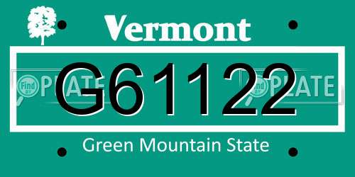 G61122 Vermont License Plate