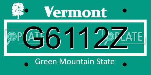 G6112Z Vermont License Plate