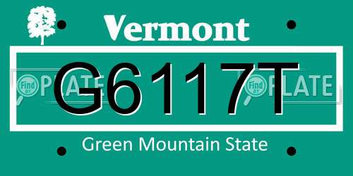 G6117T Vermont License Plate