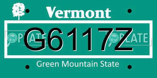 G6117Z Vermont License Plate
