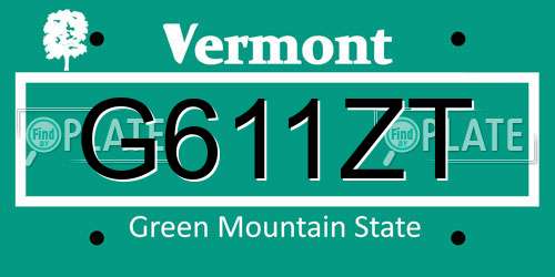 G611ZT Vermont License Plate