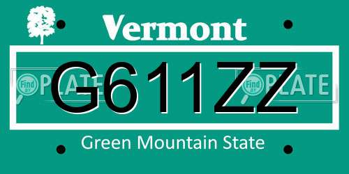 G611ZZ Vermont License Plate