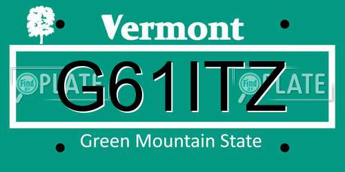 G61ITZ Vermont License Plate
