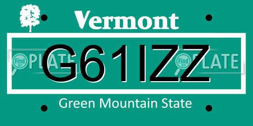 G61IZZ Vermont License Plate