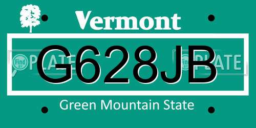 G628JB Vermont License Plate