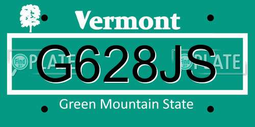 G628JS Vermont License Plate