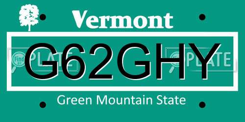 G62GHY Vermont License Plate