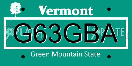 G63GBA Vermont License Plate
