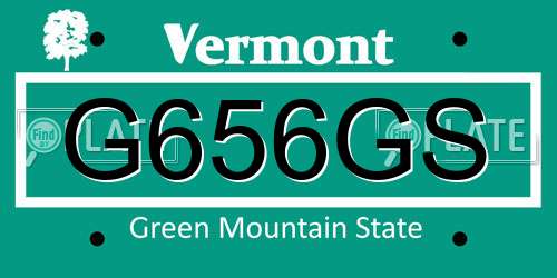 G656GS Vermont License Plate