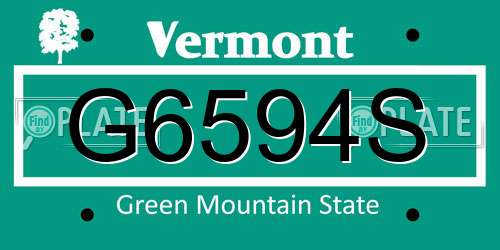 G6594S Vermont License Plate