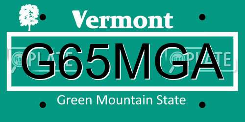G65MGA Vermont License Plate