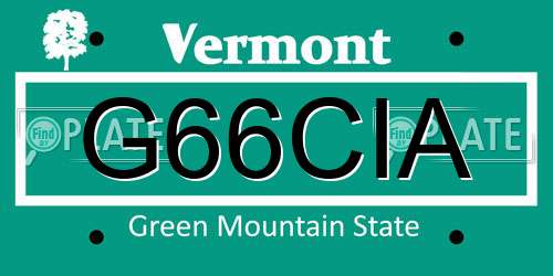 G66CIA Vermont License Plate