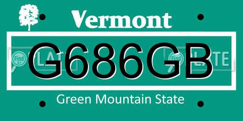 G686GB Vermont License Plate