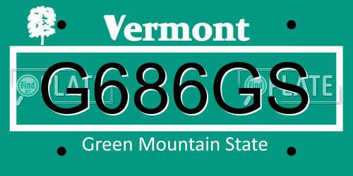 G686GS Vermont License Plate