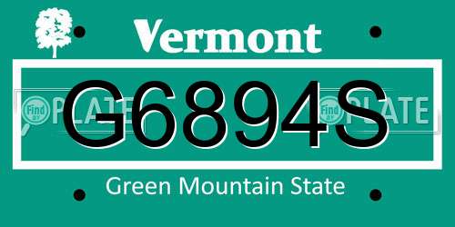 G6894S Vermont License Plate