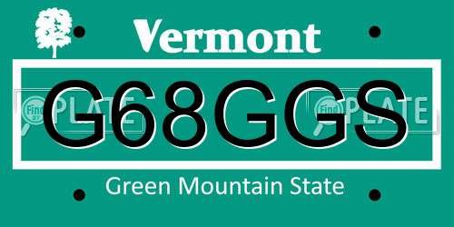G68GGS Vermont License Plate