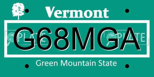 G68MGA Vermont License Plate