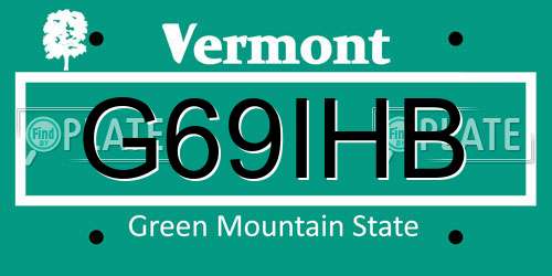 G69IHB Vermont License Plate