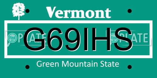 G69IHS Vermont License Plate