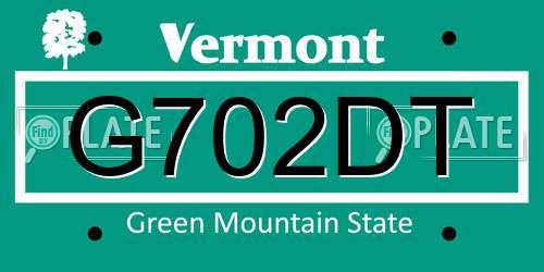 G702DT Vermont License Plate