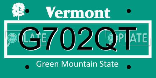 G702QT Vermont License Plate