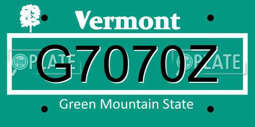 G7070Z Vermont License Plate