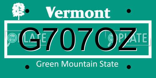 G707OZ Vermont License Plate