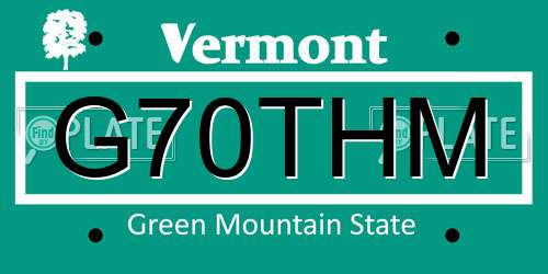 G70THM Vermont License Plate