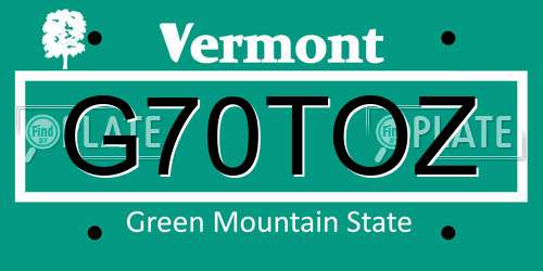 G70TOZ Vermont License Plate