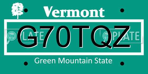 G70TQZ Vermont License Plate