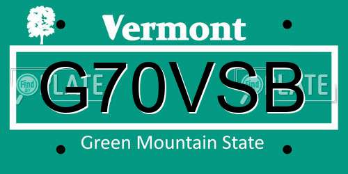 G70VSB Vermont License Plate