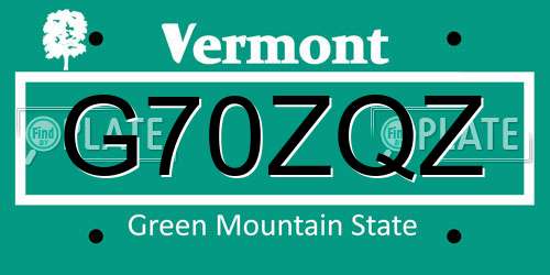 G70ZQZ Vermont License Plate