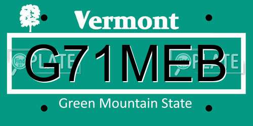 G71MEB Vermont License Plate