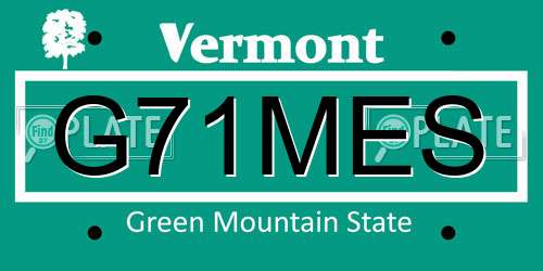 G71MES Vermont License Plate