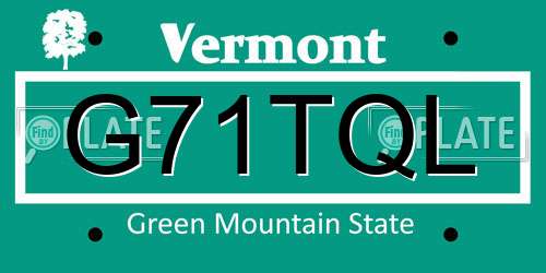 G71TQL Vermont License Plate