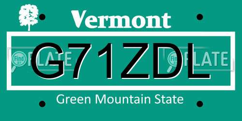 G71ZDL Vermont License Plate