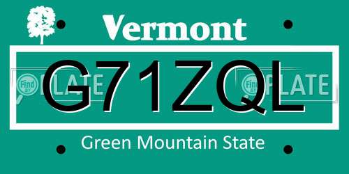 G71ZQL Vermont License Plate