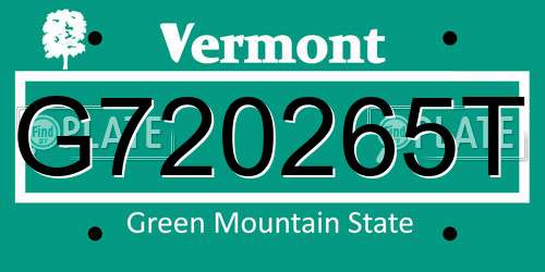 G720265T Vermont License Plate