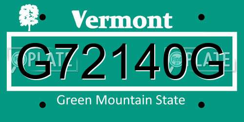 G72140G Vermont License Plate