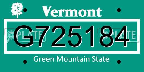 G725184 Vermont License Plate