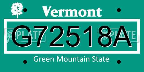 G72518A Vermont License Plate