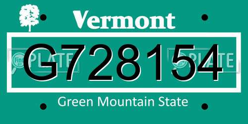 G728154 Vermont License Plate
