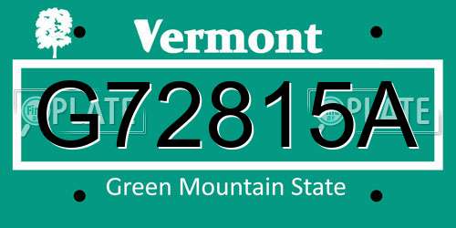 G72815A Vermont License Plate