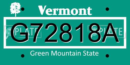 G72818A Vermont License Plate
