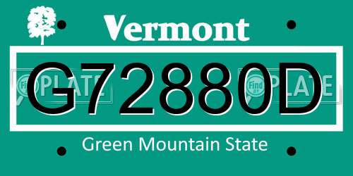 G72880D Vermont License Plate